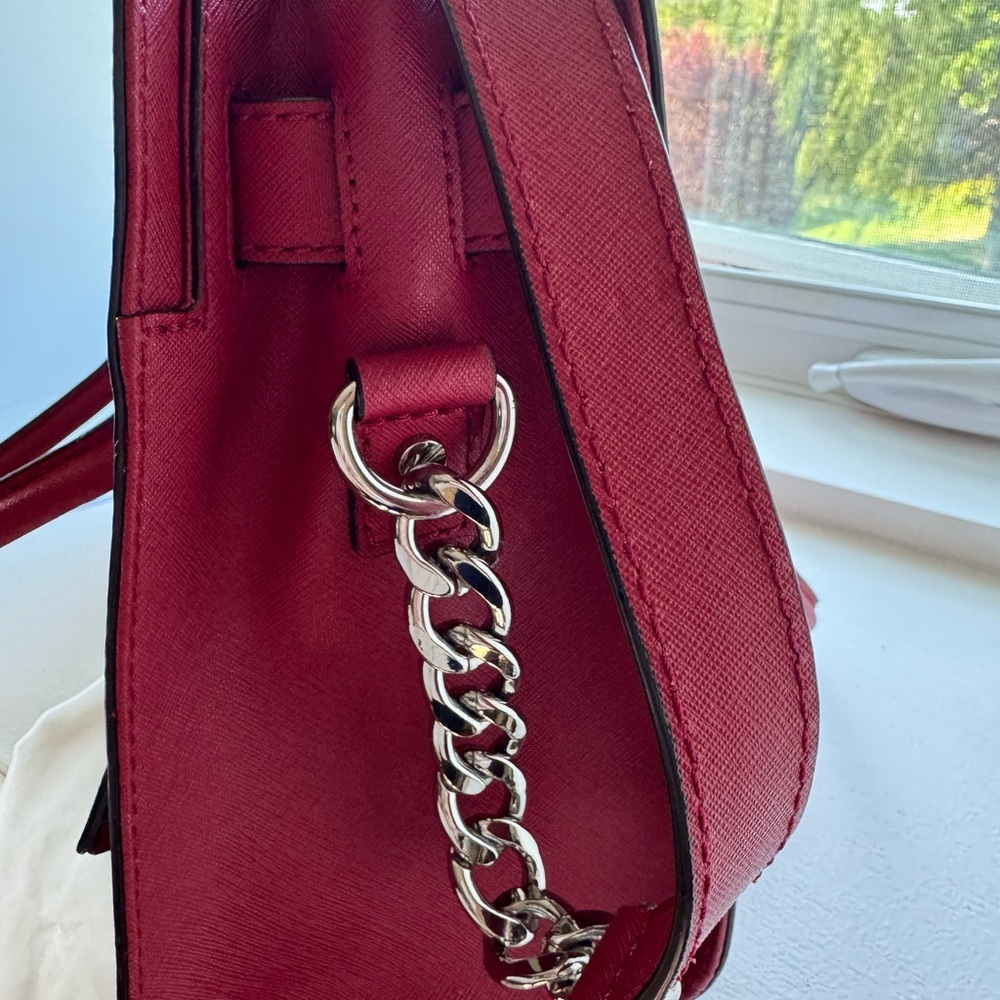 Michael Kors “Hamilton” Medium Saffiano Satchel - Cherry Red - Picture 8 of 9